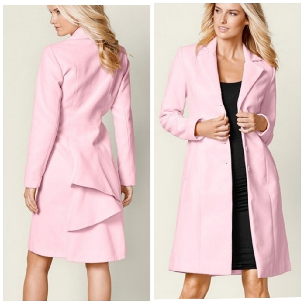 Venus, light pink long ruffle back coat